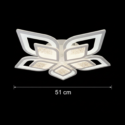 Πολυέλαιος LED με τηλεχειριστήριο DALIA 96W, 5 πέταλα, Κρύο/Ζεστό/Ουδέτερο φως, Ρυθμιζόμενο, Λευκό