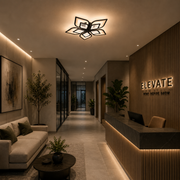 Πολυέλαιος LED με τηλεχειριστήριο DALIA 96W, 5 πέταλα, Κρύο/Ζεστό/Ουδέτερο φως, Ρυθμιζόμενο, Μαύρο