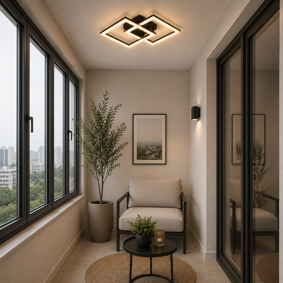 Πολυέλαιος LED με τηλεχειριστήριο GEO 29W, 2 Τετράγωνα, Κρύο/Ζεστό/Ουδέτερο φως, Ρυθμιζόμενο, Μεταλλικό και Ακρυλικό, Μαύρο