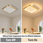 Πολυέλαιος LED με τηλεχειριστήριο GILDRA 48W, 2 Τετράγωνα, Κρύο/Ζεστό/Ουδέτερο φως, Ρυθμιζόμενο, Χρυσό