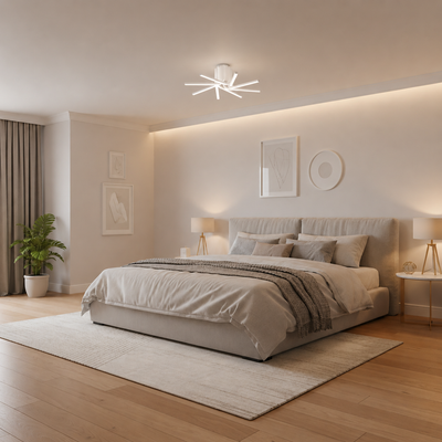 IBANE LED πολυέλαιος με τηλεχειριστήριο, 8 πηγές, 3000K/4000K/6000K, 128W, Metal and Silicon, Λευκό