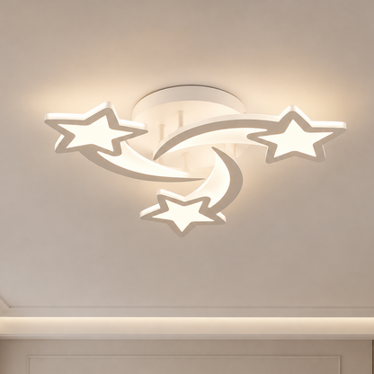 Πολυέλαιος LED με τηλεχειριστήριο IPOMOEA 51W, 3 αστέρια, κρύο/θερμό/ουδέτερο φως, ρυθμιζόμενο, λευκό, μέταλλο και ακρυλικό