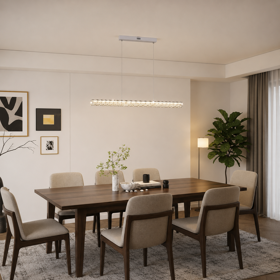 Πολυέλαιος LED τηλεχειριστηρίου KANGNING, 3000K/4000K/6000K, 120W, Μεταλλικό και Ακρυλικό, Λευκό