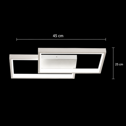 Πολυέλαιος LED με τηλεχειριστήριο LANDYN 37W, 2 Τετράγωνα, Κρύο/Ζεστό/Ουδέτερο φως, Ρυθμιζόμενο, Λευκό