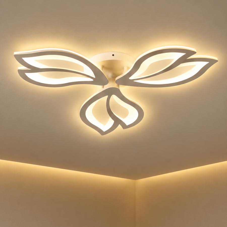 Πολυέλαιος LED με τηλεχειριστήριο LILY 40W, 3 Στοιχεία, Κρύο/Ζεστό/Ουδέτερο φως, Ρυθμιζόμενο, Λευκό