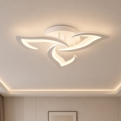 Πολυέλαιος LED με τηλεχειριστήριο LOTUS 32W, 3 πέταλα, Κρύο/Ζεστό/Ουδέτερο φως, Ρυθμιζόμενο, Λευκό