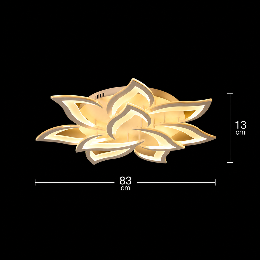 Πολυέλαιος LED με τηλεχειριστήριο LOTUS 91W, 9 πέταλα, Κρύο/Ζεστό/Ουδέτερο φως, Ρυθμιζόμενο, Λευκό