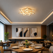 Πολυέλαιος LED με τηλεχειριστήριο LOTUS 91W, 9 πέταλα, Κρύο/Ζεστό/Ουδέτερο φως, Ρυθμιζόμενο, Λευκό