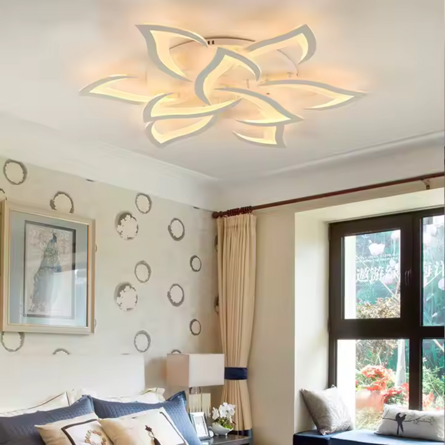 Πολυέλαιος LED με τηλεχειριστήριο LOTUS 91W, 9 πέταλα, κρύο/ζεστό/ουδέτερο φως, ρυθμιζόμενο, λευκός πολυέλαιος LED με τηλεχειριστήριο Προεπιλεγμένος τίτλος Alessandro Design