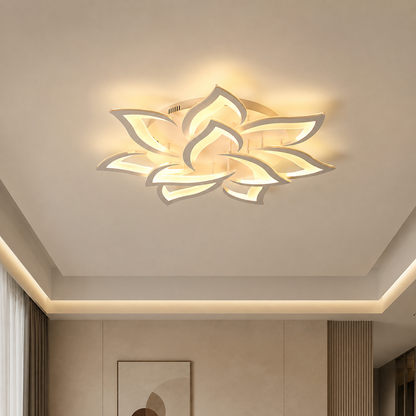 Πολυέλαιος LED με τηλεχειριστήριο LOTUS 91W, 9 πέταλα, Κρύο/Ζεστό/Ουδέτερο φως, Ρυθμιζόμενο, Λευκό