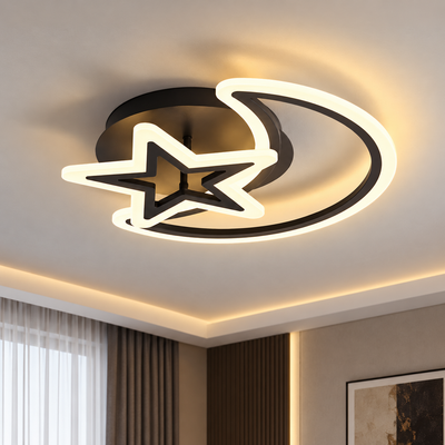 Πολυέλαιος LED με τηλεχειριστήριο MOON AND STAR 59W, 2 Στοιχείων, Κρύο/Ζεστό/Ουδέτερο φως, Ρυθμιζόμενο, Μαύρο