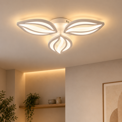 Πολυέλαιος LED με τηλεχειριστήριο ORCHID 40W, 3 Πέταλα, Κρύο/Ζεστό/Ουδέτερο φως, Ρυθμιζόμενο, Λευκό