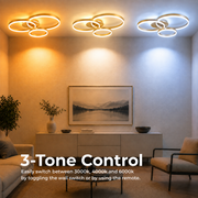 Πολυέλαιος LED με τηλεχειριστήριο RIGA LILITH 68W, 3 Κύκλοι, Κρύο/Ζεστό/Ουδέτερο φως, Ρυθμιζόμενο, Γυαλιστερό χρυσό
