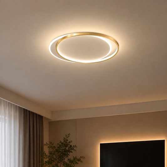 Πολυέλαιος LED με τηλεχειριστήριο SOLARA 51W, 2 κύκλοι, κρύο/θερμ/ουδέτερο φως, ρυθμιζόμενο, λευκόχρυσο