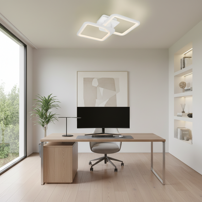 Πολυέλαιος LED με τηλεχειριστήριο ZOE 41W, 2 τετράγωνα, κρύο/θερμ/ουδέτερο φως, ρυθμιζόμενο, λευκός πολυέλαιος LED με τηλεχειριστήριο Προεπιλεγμένος τίτλος Alessandro Design