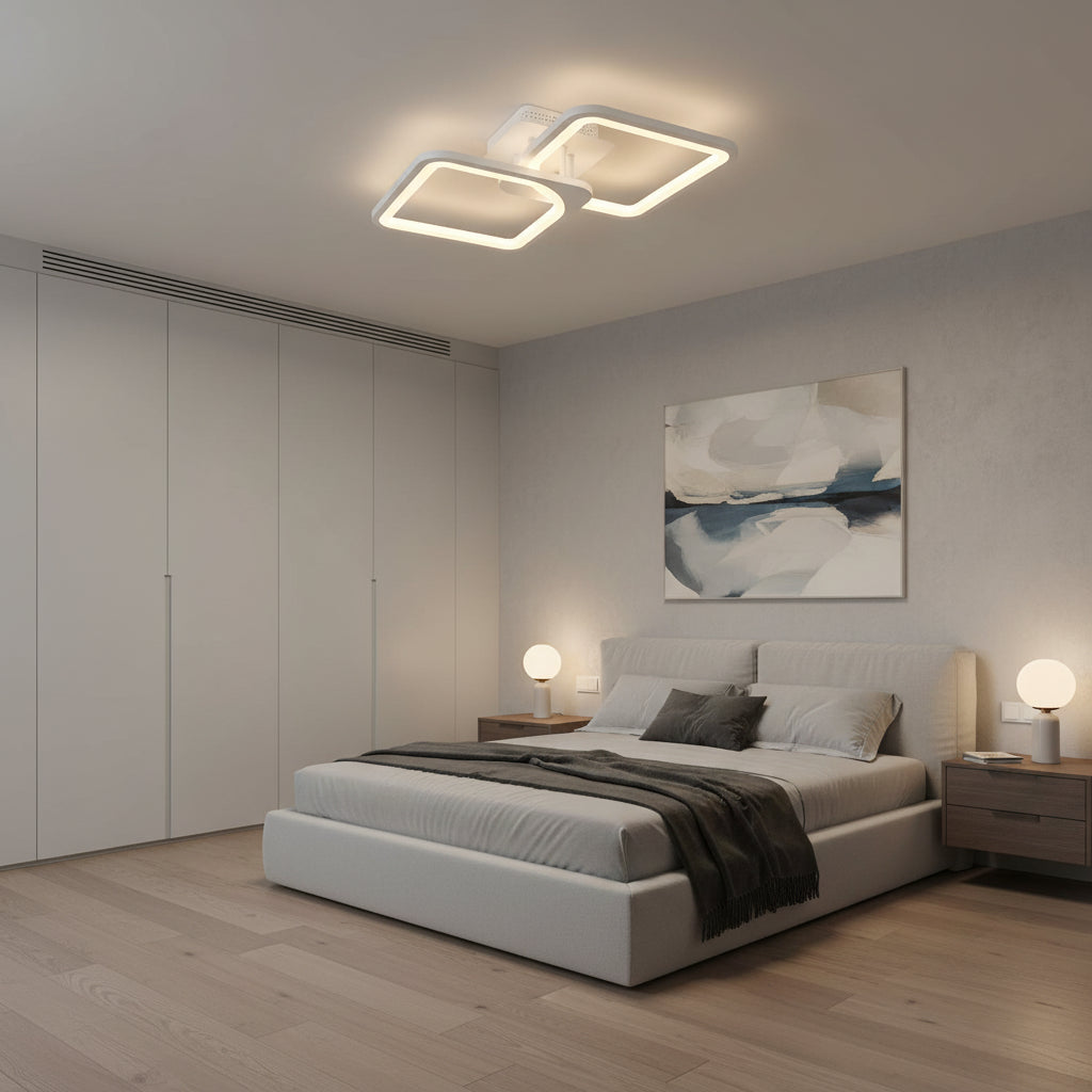 Πολυέλαιος LED με τηλεχειριστήριο ZOE 41W, 2 τετράγωνα, κρύο/θερμ/ουδέτερο φως, ρυθμιζόμενο, λευκός πολυέλαιος LED με τηλεχειριστήριο Προεπιλεγμένος τίτλος Alessandro Design
