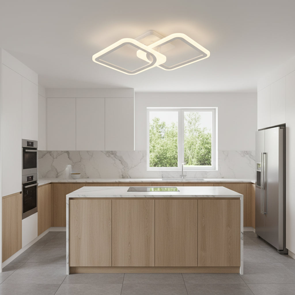 Πολυέλαιος LED με τηλεχειριστήριο ZOE 41W, 2 τετράγωνα, κρύο/θερμ/ουδέτερο φως, ρυθμιζόμενο, λευκός πολυέλαιος LED με τηλεχειριστήριο Προεπιλεγμένος τίτλος Alessandro Design