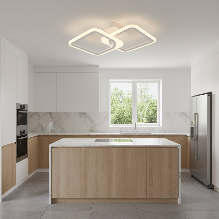 Πολυέλαιος LED με τηλεχειριστήριο ZOE 41W, 2 τετράγωνα, κρύο/θερμ/ουδέτερο φως, ρυθμιζόμενο, λευκός πολυέλαιος LED με τηλεχειριστήριο Προεπιλεγμένος τίτλος Alessandro Design
