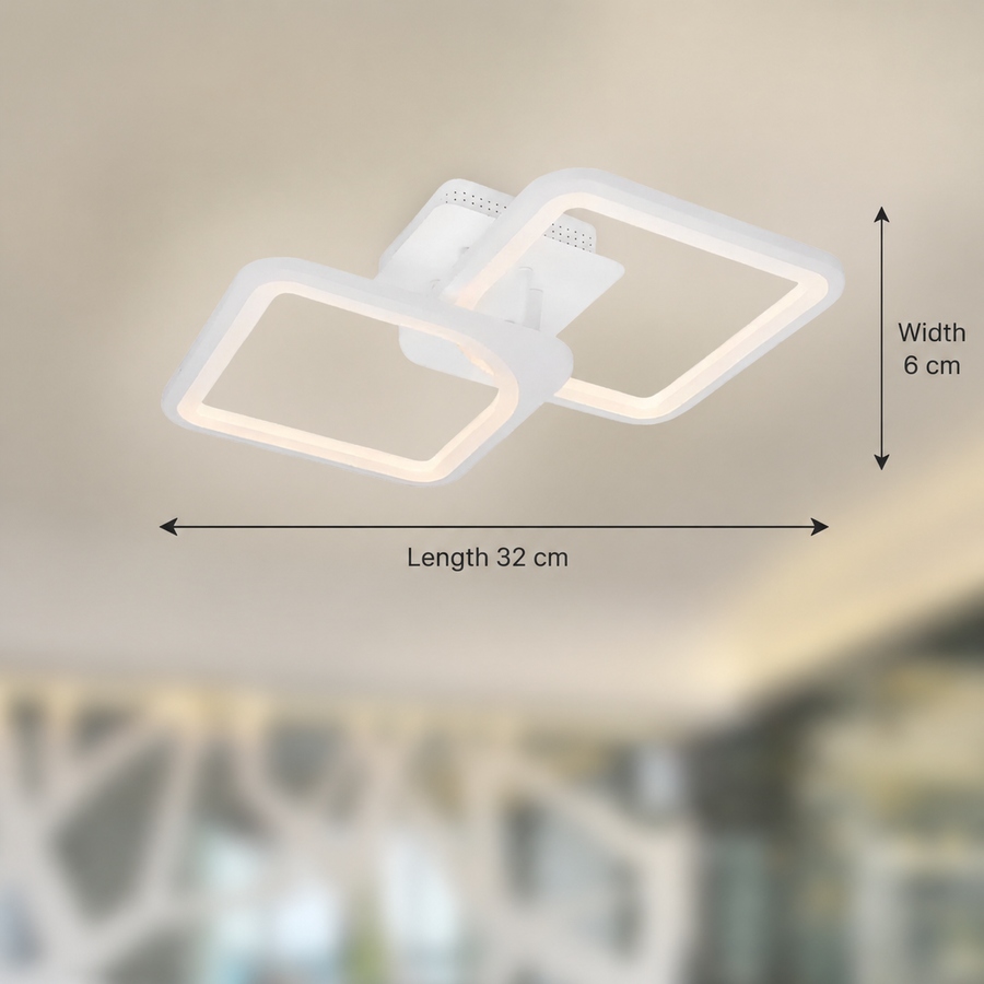Πολυέλαιος LED με τηλεχειριστήριο ZOE 41W, 2 τετράγωνα, κρύο/θερμ/ουδέτερο φως, ρυθμιζόμενο, λευκός πολυέλαιος LED με τηλεχειριστήριο Προεπιλεγμένος τίτλος Alessandro Design