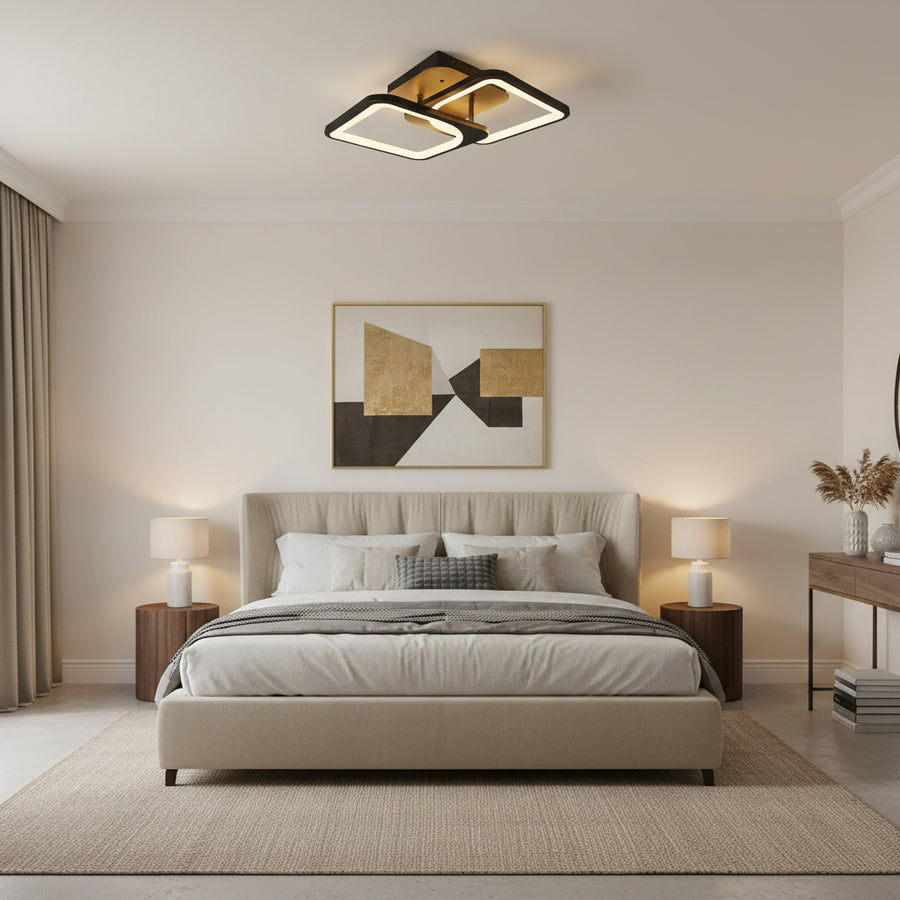 Πολυέλαιος LED με τηλεχειριστήριο ZOE 27W, 2 τετράγωνα, κρύο/θερμό/ουδέτερο φως, ρυθμιζόμενο, μαύροι πολυέλαιοι LED με τηλεχειριστήριο Προεπιλεγμένος τίτλος Alessandro Design