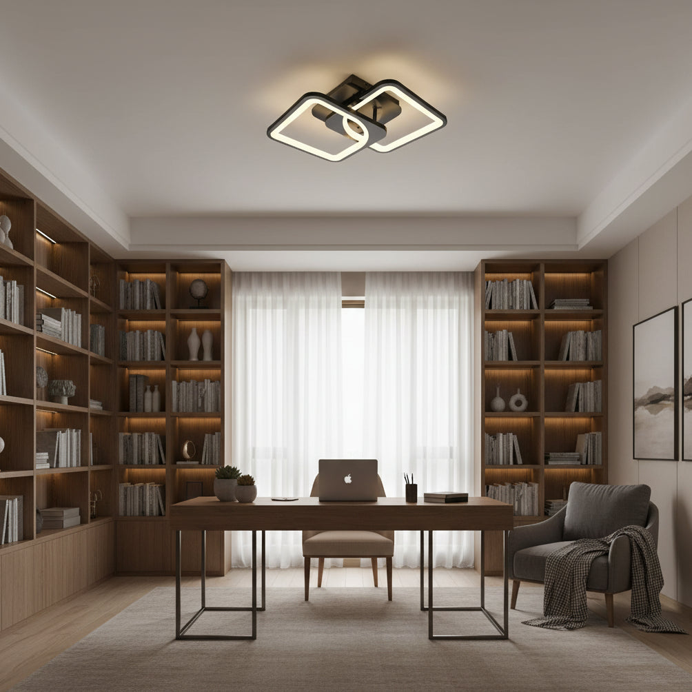Πολυέλαιος LED με τηλεχειριστήριο ZOE 27W, 2 τετράγωνα, κρύο/θερμό/ουδέτερο φως, ρυθμιζόμενο, μαύροι πολυέλαιοι LED με τηλεχειριστήριο Προεπιλεγμένος τίτλος Alessandro Design