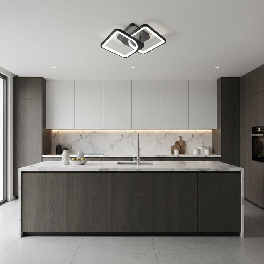Πολυέλαιος LED με τηλεχειριστήριο ZOE 27W, 2 τετράγωνα, κρύο/θερμό/ουδέτερο φως, ρυθμιζόμενο, μαύροι πολυέλαιοι LED με τηλεχειριστήριο Προεπιλεγμένος τίτλος Alessandro Design