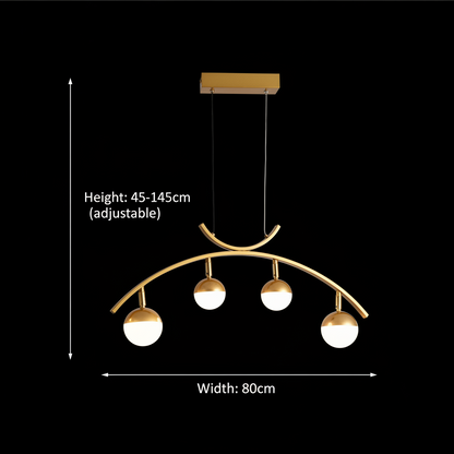 Κρεμαστός πολυέλαιος LED PAAMIUT 34W, 4 πηγές φωτός, Κρύο/Ζεστό/Ουδέτερο φως, Χρυσό, Ρυθμιζόμενο ύψος