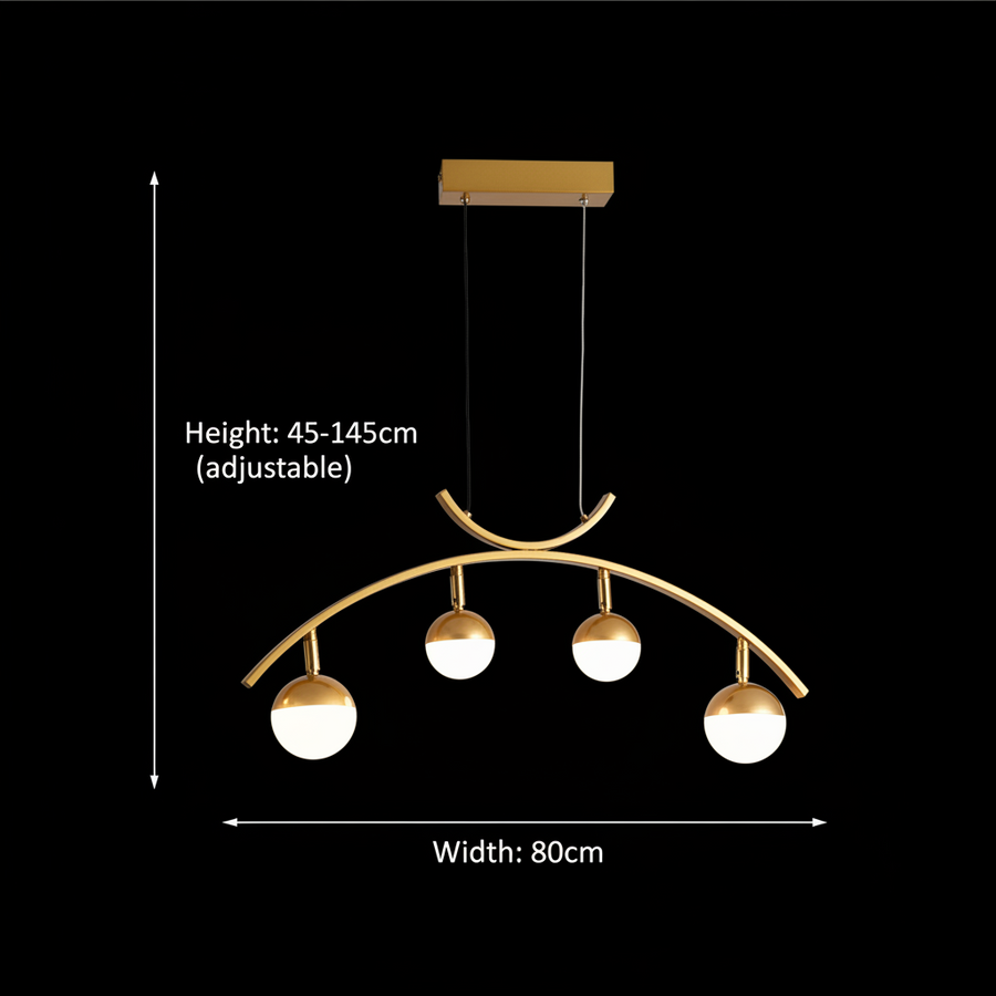 Κρεμαστός πολυέλαιος LED PAAMIUT 34W, 4 πηγές φωτός, Κρύο/Ζεστό/Ουδέτερο φως, Χρυσό, Ρυθμιζόμενο ύψος