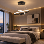 Κρεμαστός πολυέλαιος LED RICCI 25W, 2 κύκλοι, Κρύο/Ζεστό/Ουδέτερο φως, Μαύρο, Ρυθμιζόμενο ύψος