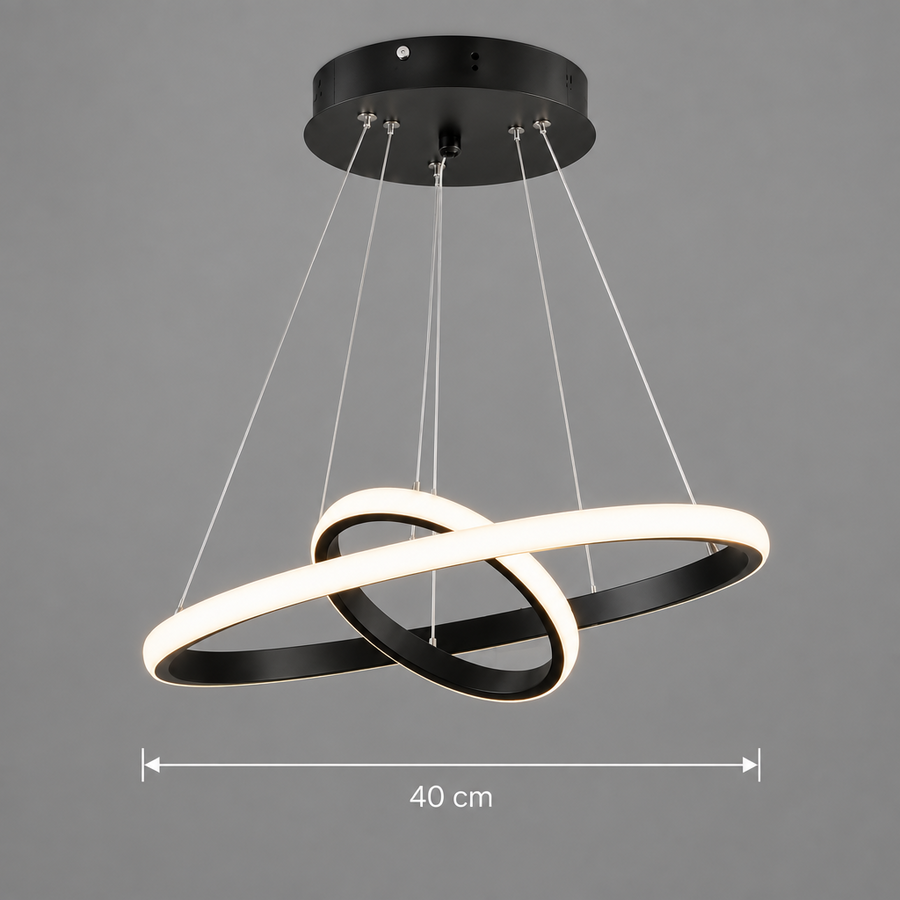 Κρεμαστός πολυέλαιος LED RICCI 25W, 2 κύκλοι, Κρύο/Ζεστό/Ουδέτερο φως, Μαύρο, Ρυθμιζόμενο ύψος