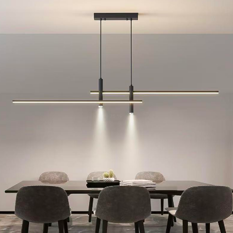 Κρεμαστός πολυέλαιος LED RINA 50W, Γραμμικό, Κρύο/Ζεστό/Ουδέτερο φως, Μαύρο, Ρυθμιζόμενο ύψος Μοντέρνοι Πολυέλαιοι Προεπιλεγμένος τίτλος Alessandro Design