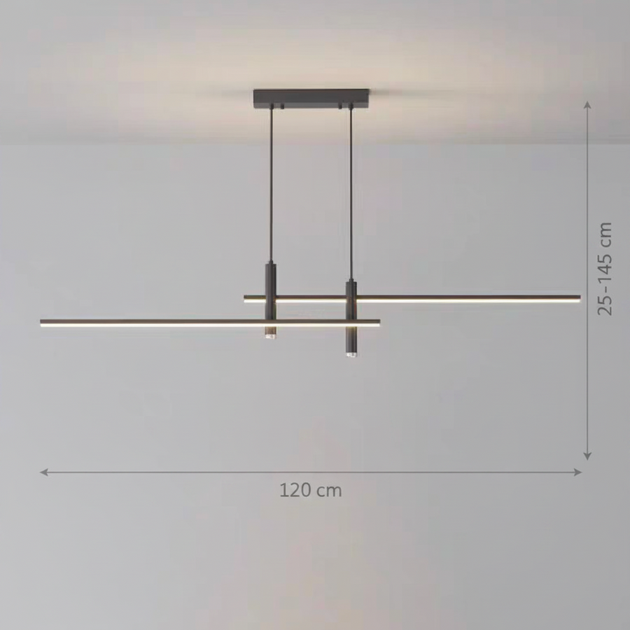 Κρεμαστός πολυέλαιος LED RINA 50W, Γραμμικό, Κρύο/Ζεστό/Ουδέτερο φως, Μαύρο, Ρυθμιζόμενο ύψος Μοντέρνοι Πολυέλαιοι Προεπιλεγμένος τίτλος Alessandro Design