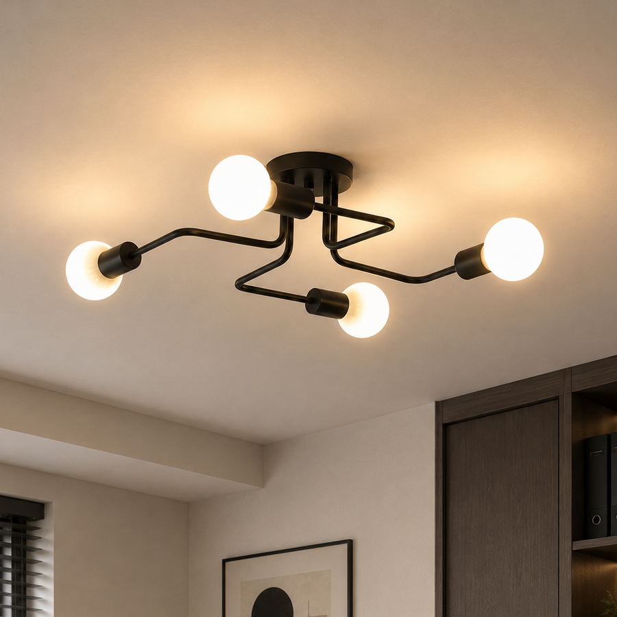MODERNIST Quadra 4 Chandelier, 4x E27, Μαύρο, Μοντέρνο Σχέδιο