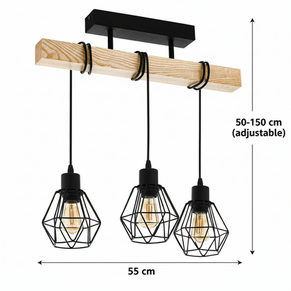 Marcellus Chandelier, 3x E27, Brown Black Industrial Chandeliers Προεπιλεγμένος τίτλος Alessandro Design
