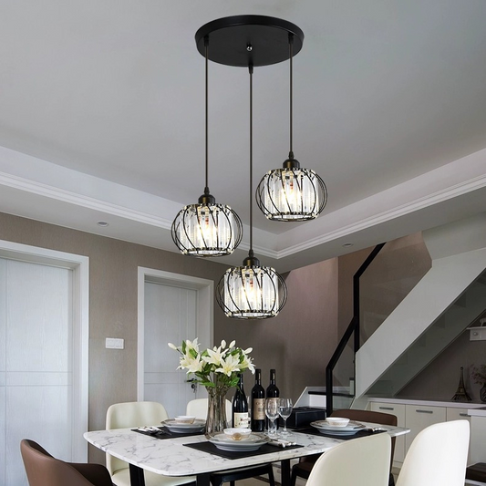Monica Chandelier, 3 X E27, Black, Metal and Glass Classic Chandeliers Προεπιλεγμένος τίτλος Alessandro Design
