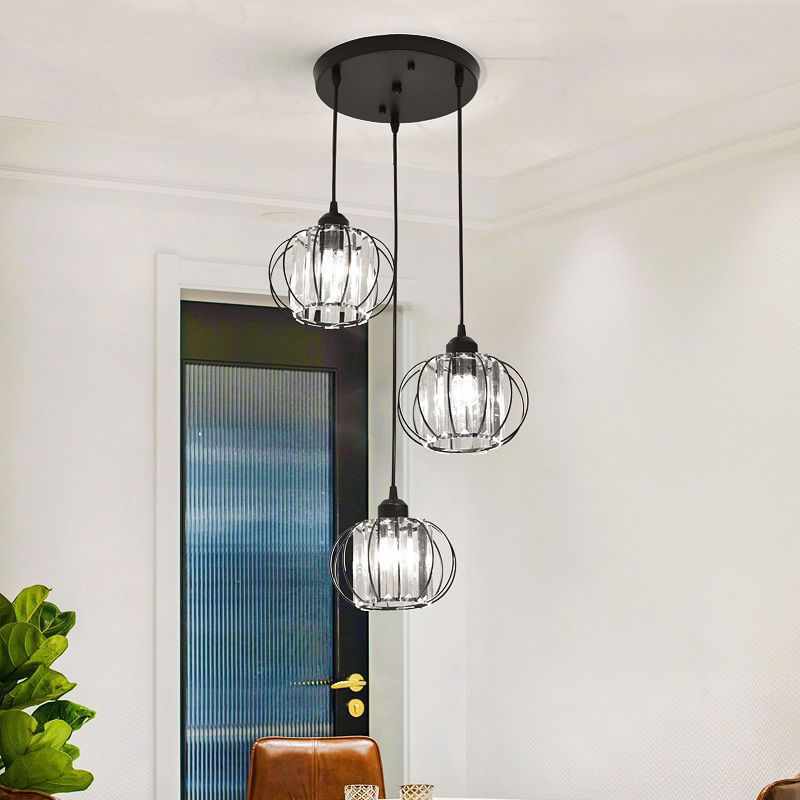 Monica Chandelier, 3 X E27, Black, Metal and Glass Classic Chandeliers Προεπιλεγμένος τίτλος Alessandro Design