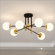 Στρογγυλός πολυέλαιος White Globe, PENTHOUSE Lounge, 6xE27, Μαύρο / Χρυσό, Μεταλλικό