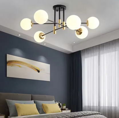 Στρογγυλό λευκό Langaur, Penthouse Lounge, 6xe27, χρυσό μαύρο, μέταλλο
