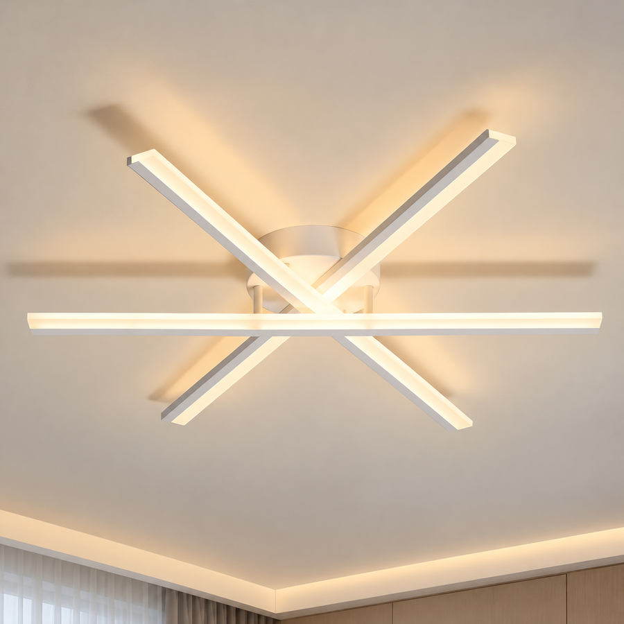 Πολυέλαιος LED με τηλεχειριστήριο ZOE, 40W, Κρύο/Ζεστό/Ουδέτερο φως, Ρυθμιζόμενο, Λευκό