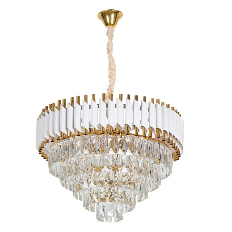 Crystal πολυέλαιος Βερσαλλίες Eleganza 7x E14, διάμετρος 49cm, γυαλιστερό και λευκό χρυσό, ρυθμιζόμενο ύψος
