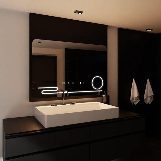 Mirror LED ορθογώνιο 120x80cm Harmonia Motionglow Marcello Αποστολικό Σύστημα Ρολόι & Θερμόμετρο