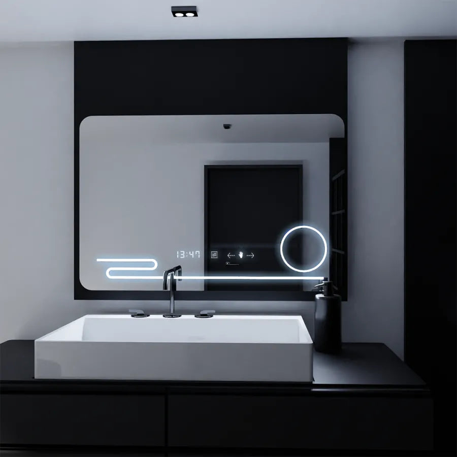 Mirror LED ορθογώνιο 120x80cm Harmonia Motionglow Marcello Αποστολικό Σύστημα Ρολόι & Θερμόμετρο