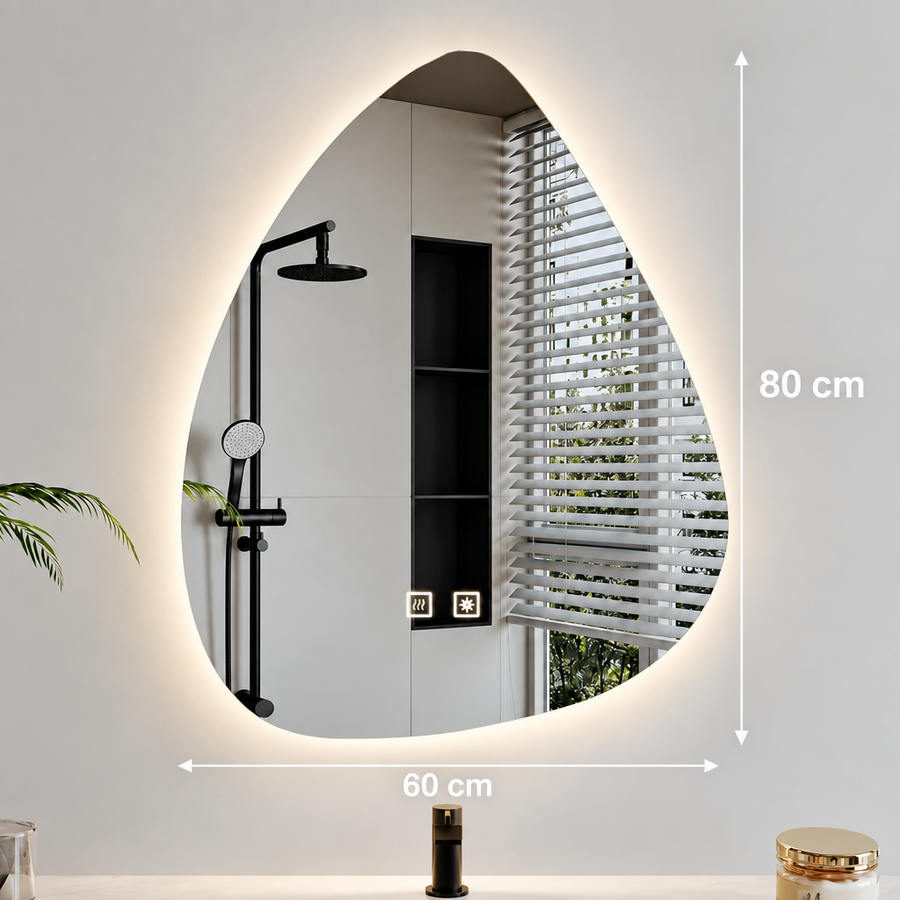 Καθρέφτης LED Οργανικός 60x80cm, Ψυχρός Φωτισμός, Σύστημα Demister, Dimmable