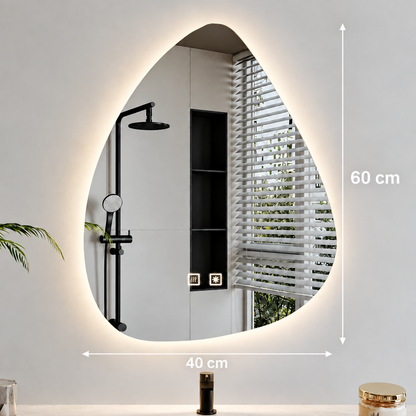Καθρέφτης LED Οργανικός 40x60cm, Ψυχρός Φως, Σύστημα Demister, Dimmable