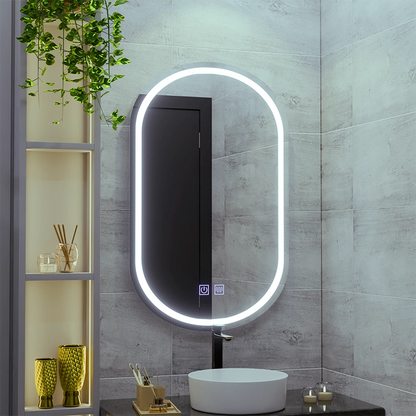 Καθρέφτης Οβάλ LED 50X80cm, Velara Touch, Σύστημα Demister, Dimmable, Cold Light 6000K