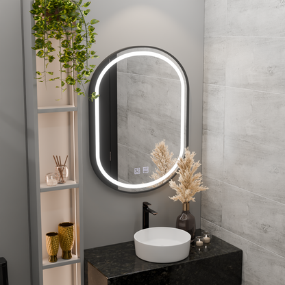Οβάλ καθρέφτης LED 60x80cm VETRO Touch Dimmable Demister System, Μαύρο πλαίσιο Korman Mirrors E Προεπιλεγμένος τίτλος Alessandro Design