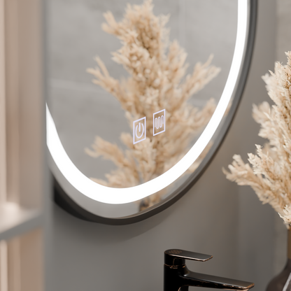 Οβάλ καθρέφτης LED 60x80cm VETRO Touch Dimmable Demister System, Μαύρο πλαίσιο Korman Mirrors E Προεπιλεγμένος τίτλος Alessandro Design