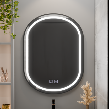 Οβάλ καθρέφτης LED 60x80cm VETRO Touch Dimmable Demister System, Μαύρο πλαίσιο Korman Mirrors E Προεπιλεγμένος τίτλος Alessandro Design