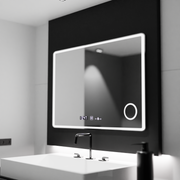 Ορθογώνιος καθρέφτης LED 120x80 Aura Riflesso Puro MotionGlow Marcello, Σύστημα αποθάμβωσης, Θερμόμετρο και ρολόι, Dimable Mirrors Marcello Προεπιλεγμένος τίτλος Alessandro Design