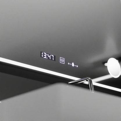 Ορθογώνιος καθρέφτης LED 120x80 Aura Riflesso Puro MotionGlow Marcello, Σύστημα αποθάμβωσης, Θερμόμετρο και ρολόι, Dimable Mirrors Marcello Προεπιλεγμένος τίτλος Alessandro Design